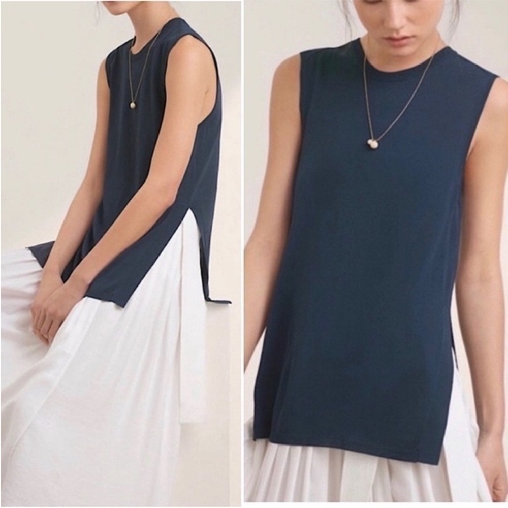 Wilfred Aritzia Palmier Sleeveless Split Hem Long Tunic Knit Sweater Top XS
